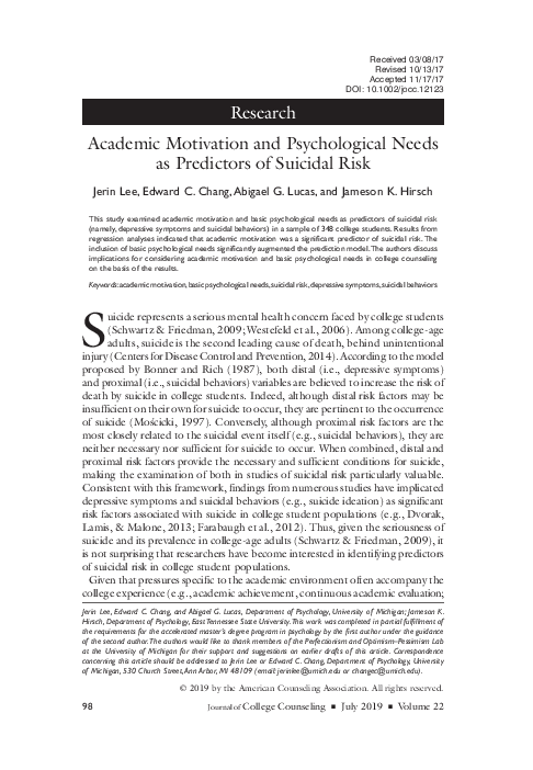 Pdf Perfectionism Academic Motivation And Psychological Adjustment