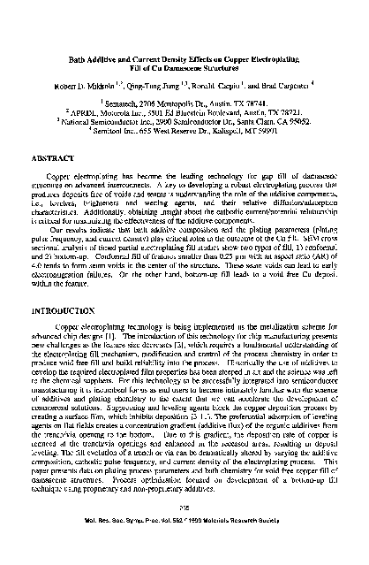 (PDF) Bath Additive and Current Density Effects on Copper ...