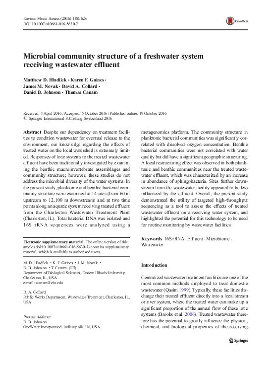 (PDF) Microbial community structure of a freshwater system receiving ...