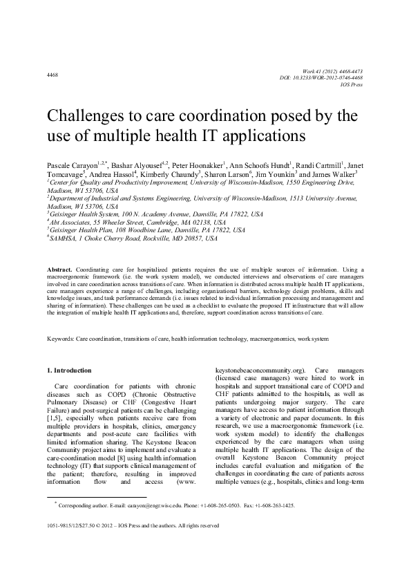 (PDF) Challenges to care coordination posed by the use of multiple ...