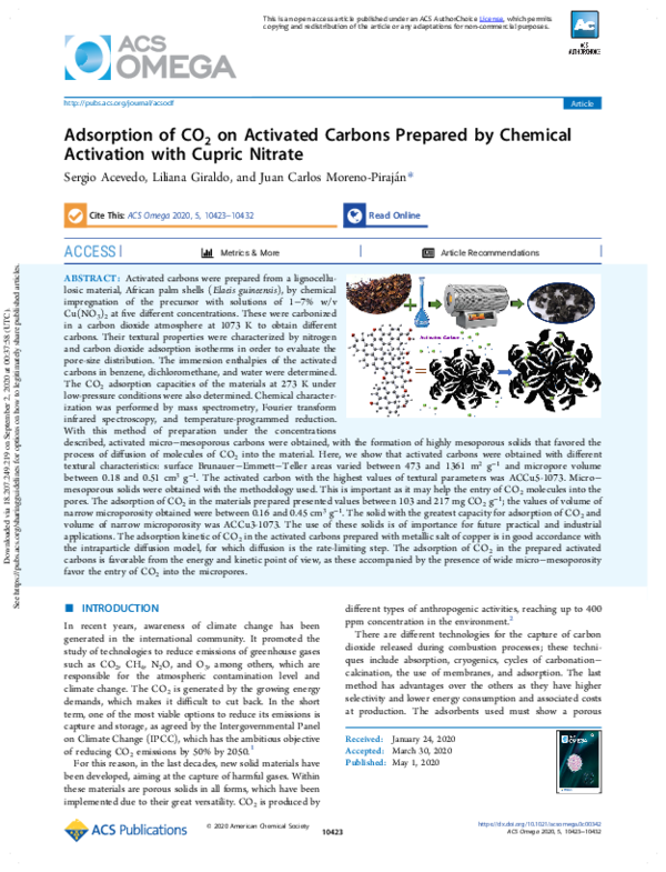 (PDF) Adsorption of CO2 on Activated Carbons Prepared by Chemical ...