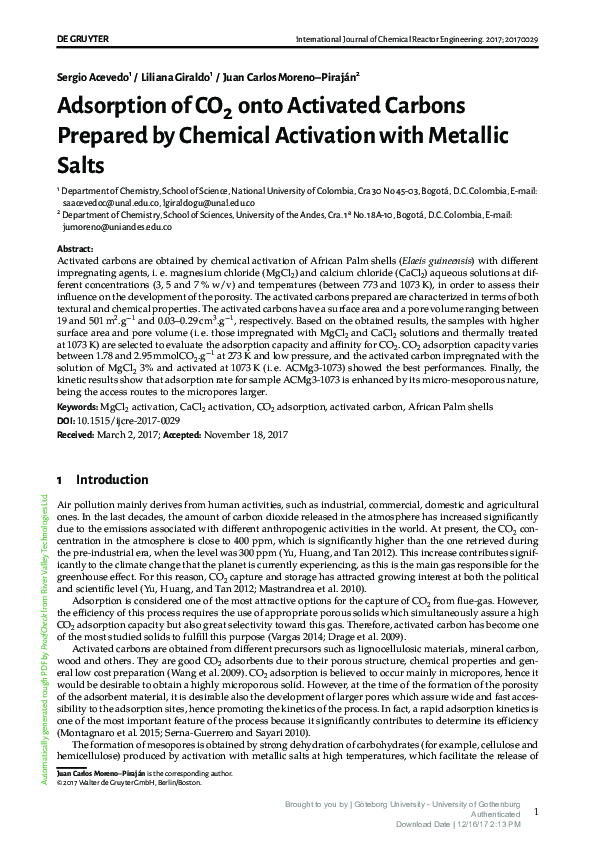 (PDF) Adsorption of CO2 onto Activated Carbons Prepared by Chemical ...