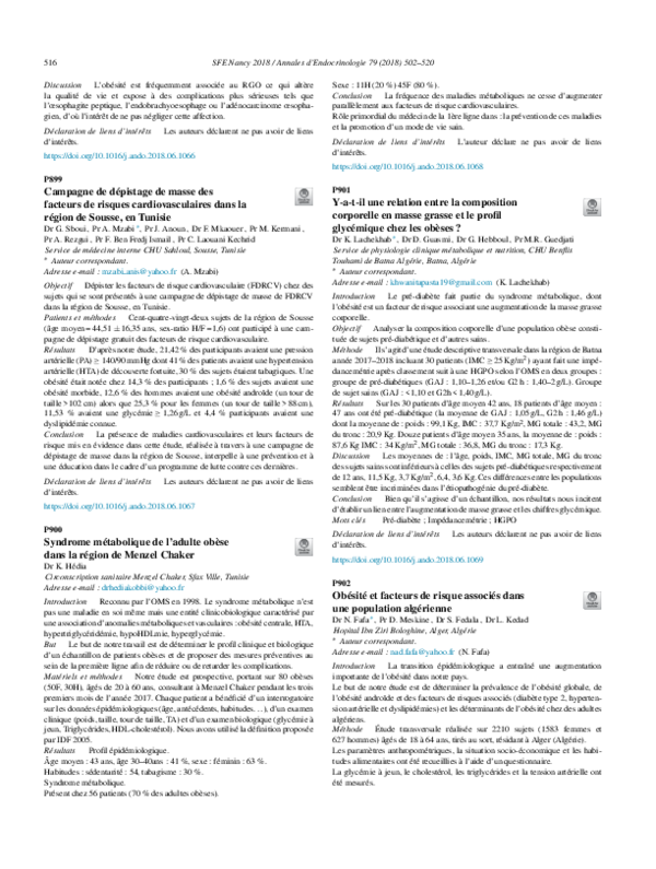 (PDF) Campagne de dépistage de masse des facteurs de risques ...