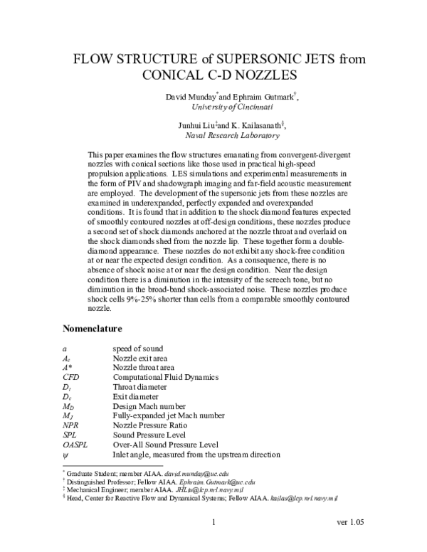 (PDF) Flow Structure of Supersonic Jets from Conical C-D Nozzles