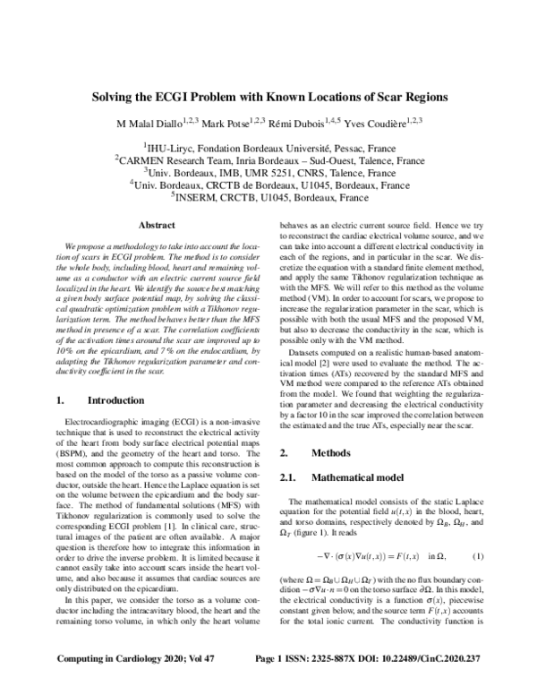(PDF) Solving the ECGI Problem with Known Locations of Scar Regions