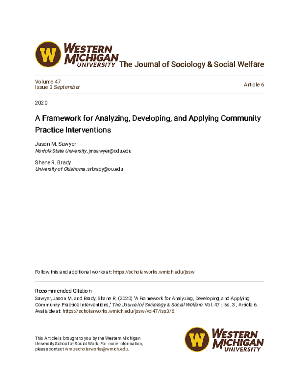 (PDF) A Framework for Analyzing, Developing, and Applying Community ...