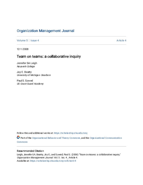 (PDF) Team on teams: a collaborative inquiry