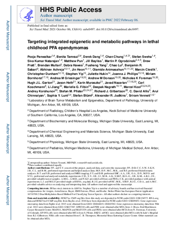 (PDF) Targeting integrated epigenetic and metabolic pathways in lethal ...