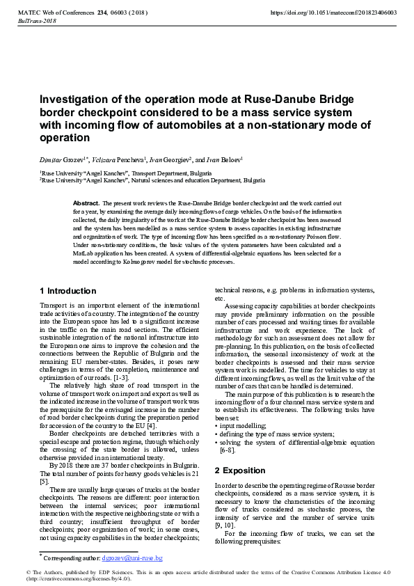 (PDF) Investigation of the operation mode at Ruse-Danube Bridge border ...