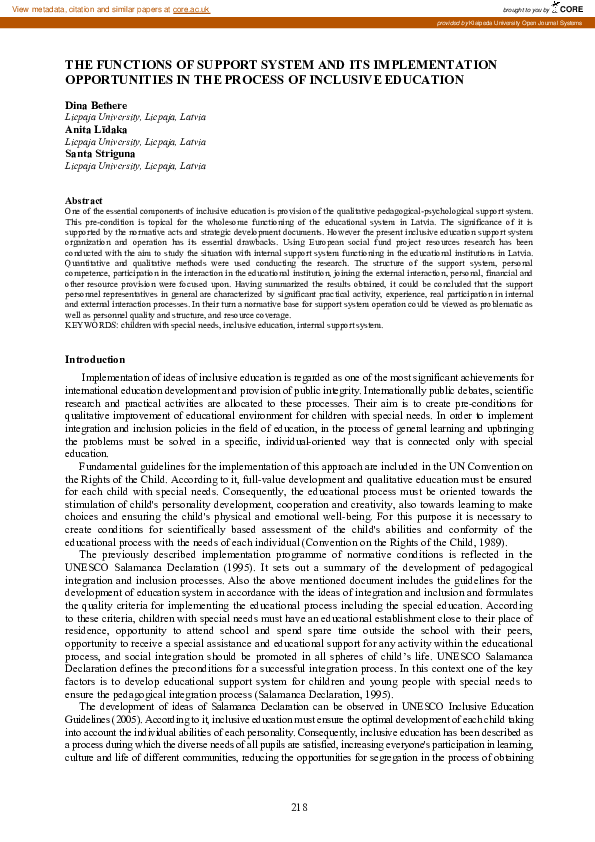 (PDF) The Functions of Support System and Its Implementation ...