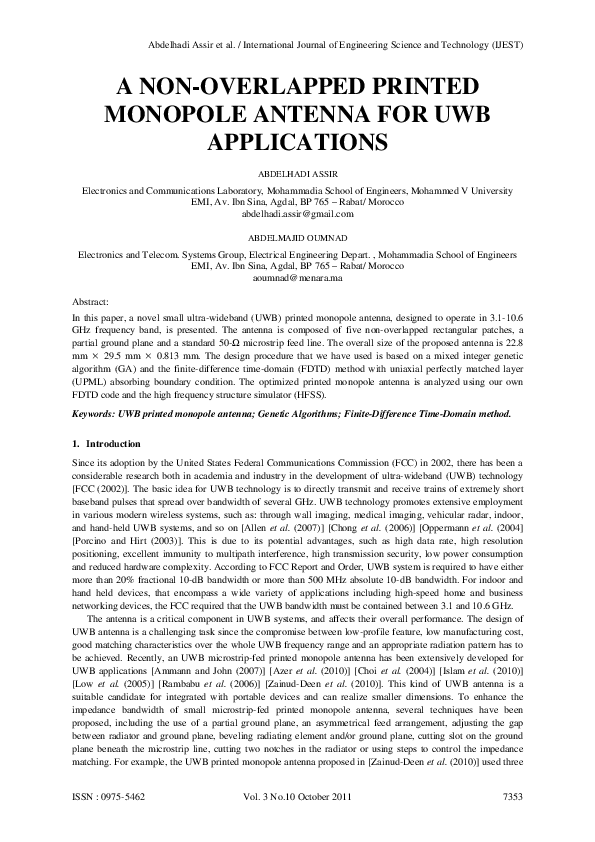 (PDF) A Non-Overlapped Printed Monopole Antenna for Uwb Applications