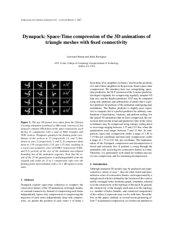 (PDF) Dynapack: space-time compression of the 3D animations of triangle ...