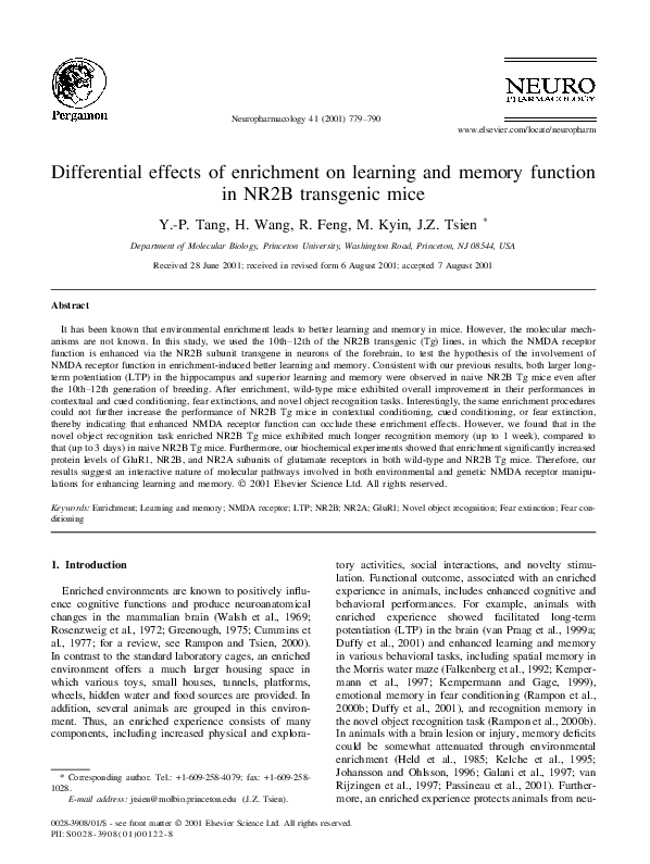 (PDF) Differential effects of enrichment on learning and memory ...