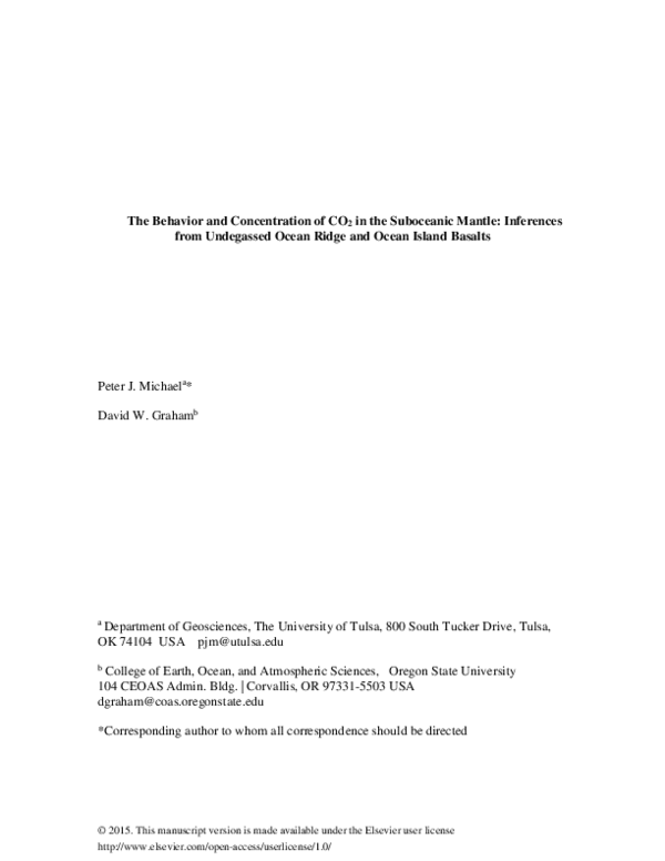 (PDF) The behavior and concentration of CO2 in the suboceanic mantle ...