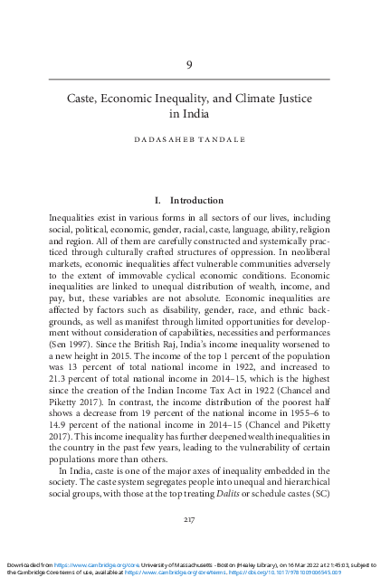 (PDF) Caste Economic Inequality and Climate Justice in India