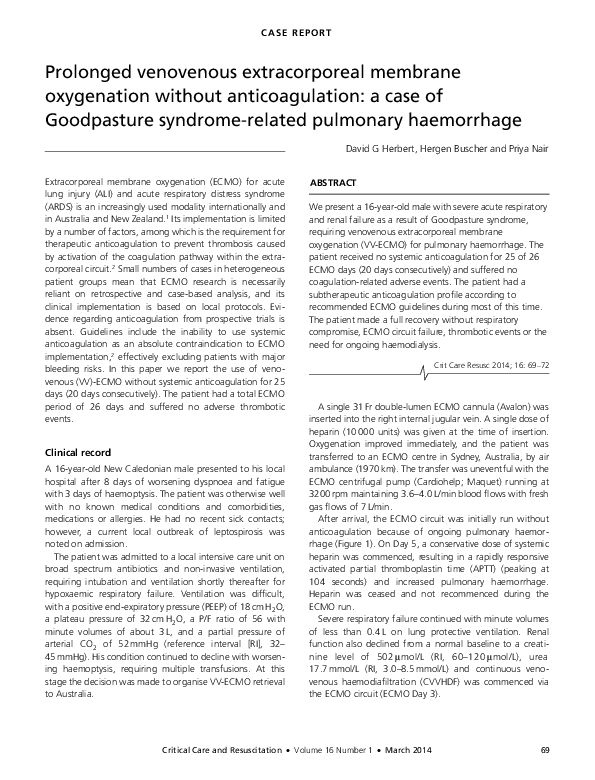 (PDF) Prolonged venovenous extracorporeal membrane oxygenation without ...