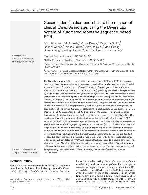 (PDF) Species identification and strain differentiation of clinical ...