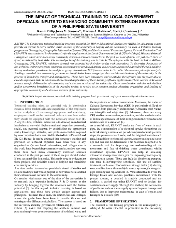 (PDF) THE IMPACT OF TECHNICAL TRAINING TO LOCAL GOVERNMENT OFFICIALS ...