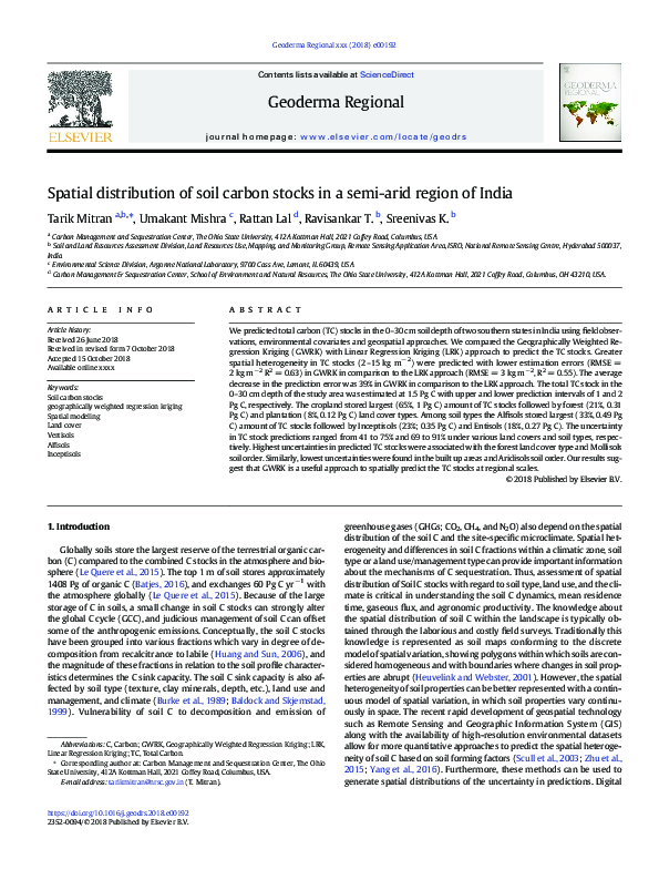 (PDF) Spatial distribution of soil carbon stocks in a semi-arid region ...