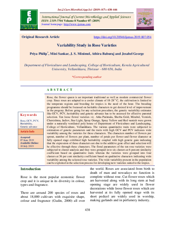 (PDF) Variability Study in Rose Varieties