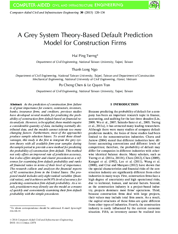 (PDF) A Grey System Theory-Based Default Prediction Model for ...