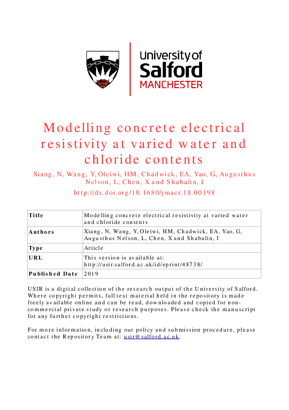 (PDF) Modelling the electrical resistivity of concrete with varied ...