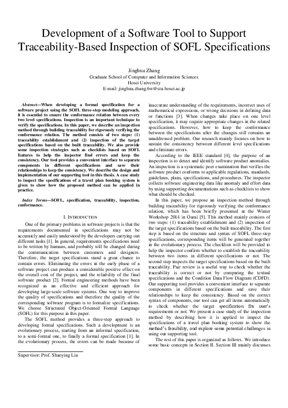(PDF) Development of a Software Tool to Support Traceability-Based ...