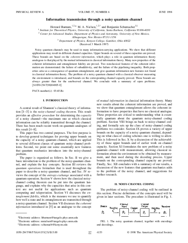 (PDF) Information transmission through a noisy quantum channel