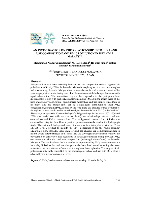 (PDF) An Investigation on the Relationship Between Land Use Composition ...