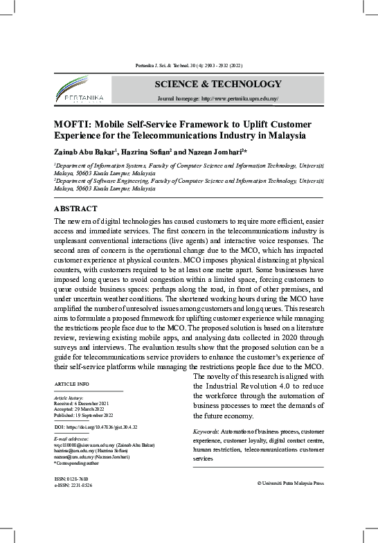 (PDF) MOFTI: Mobile Self-Service Framework to Uplift Customer ...