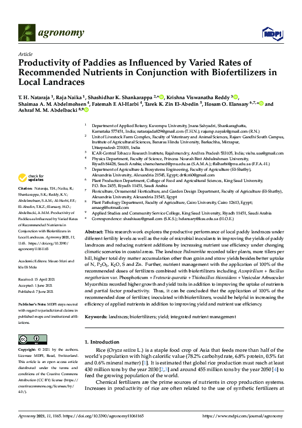 (PDF) Productivity of Paddies as Influenced by Varied Rates of ...