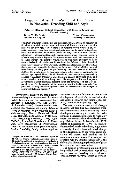 (PDF) Longitudinal and cross-sectional age effects in nonverbal ...