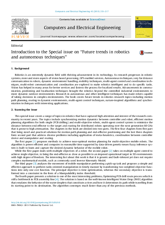 (PDF) Introduction to the Special issue on “Future trends in robotics ...