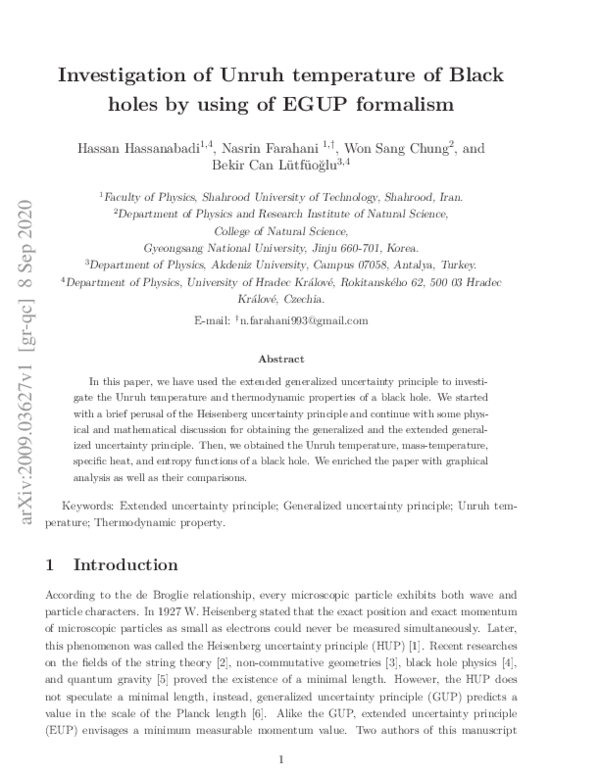 (PDF) Investigation of Unruh temperature of black holes by using the ...