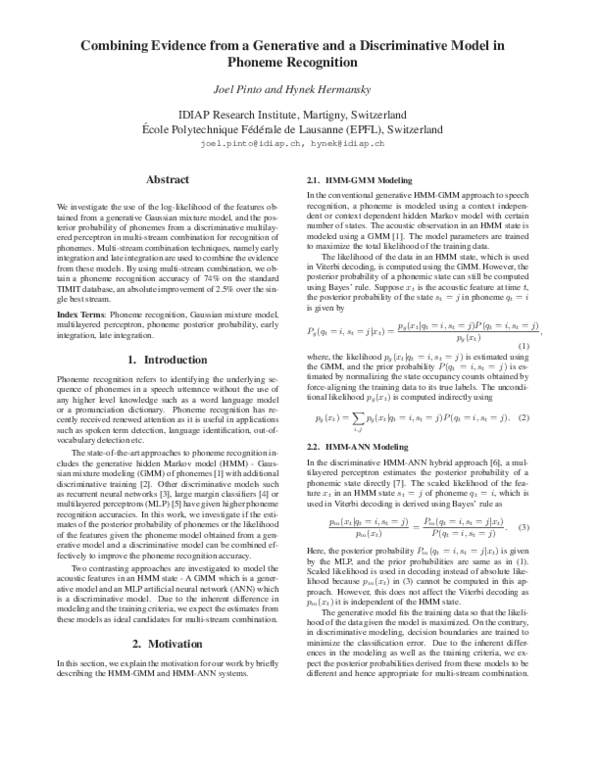 (PDF) Combining evidence from a generative and a discriminative model ...