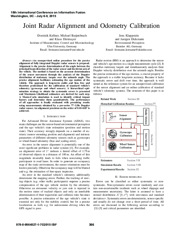 (PDF) Joint radar alignment and odometry calibration