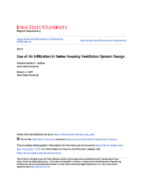 (PDF) Use of Air Infiltration in Swine Housing Ventilation System Design