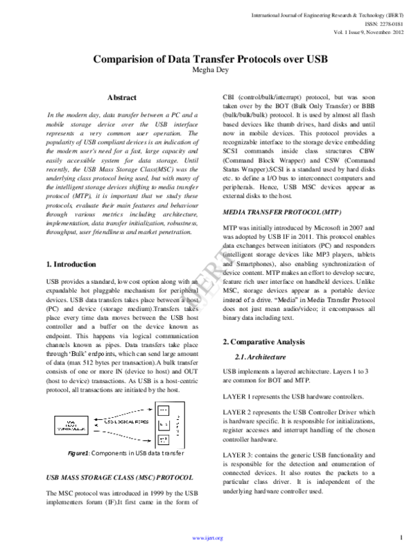 (PDF) Comparision of Data Transfer Protocols over USB