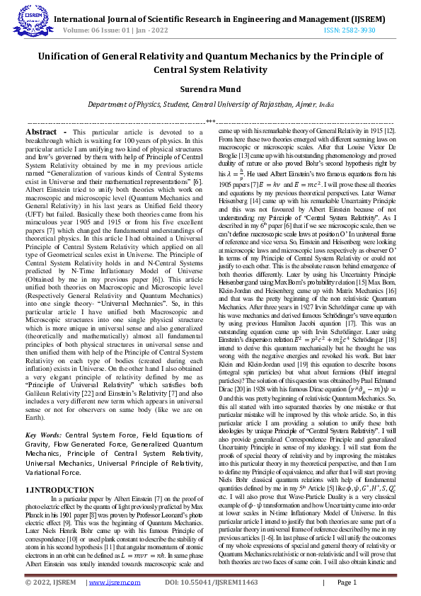(PDF) Unification of General Relativity and Quantum Mechanics by the ...