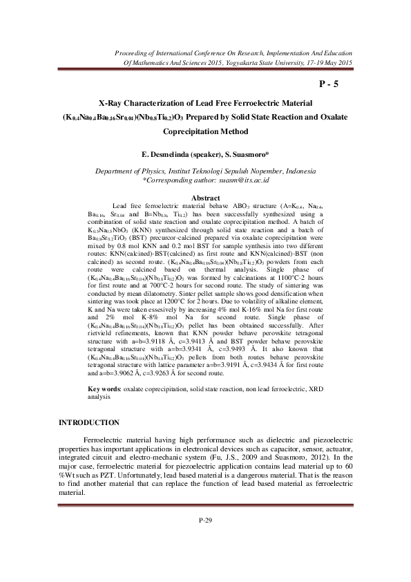 (PDF) X-Ray Characterization of Lead Free Ferroelectric Material (K0 ...