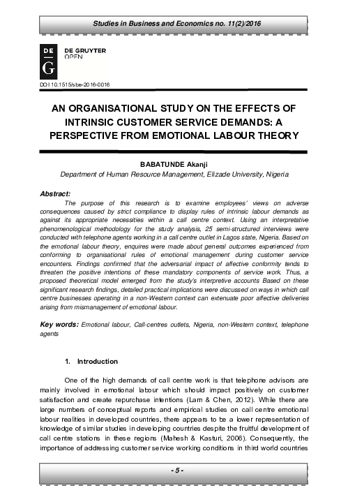 (PDF) An Organisational Study on the Effects of Intrinsic Customer ...