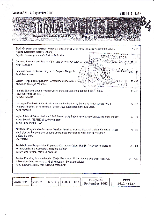 (PDF) Kajian Efisiensi Teknis Usahatani Padi Sawah Pada Petani Peserta ...