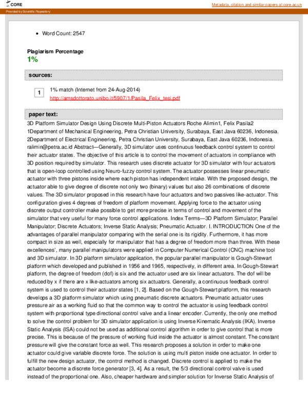 (PDF) 3D Platform Simulator Design Using Discrete Multi-Piston Actuators