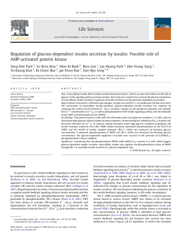 (PDF) Regulation of glucose-dependent insulin secretion by insulin ...