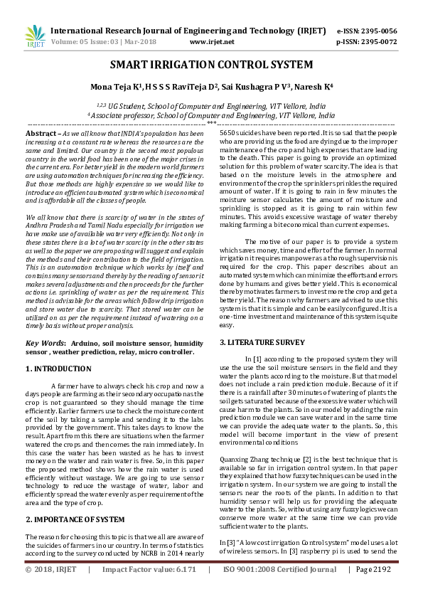 (PDF) Smart Irrigation Control System mona teja Academia.edu
