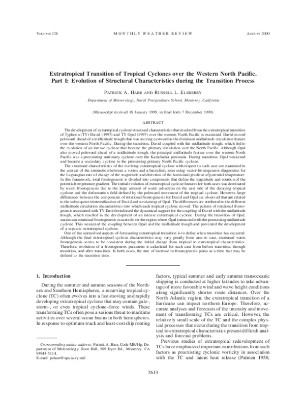 (PDF) Extratropical Transition of Tropical Cyclones over the Western ...