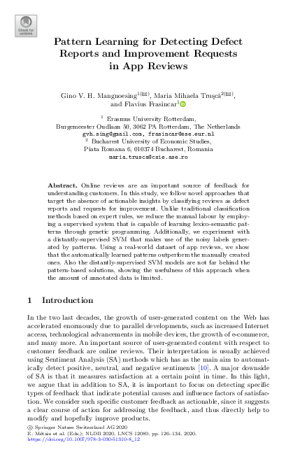 (PDF) Pattern Learning for Detecting Defect Reports and Improvement ...