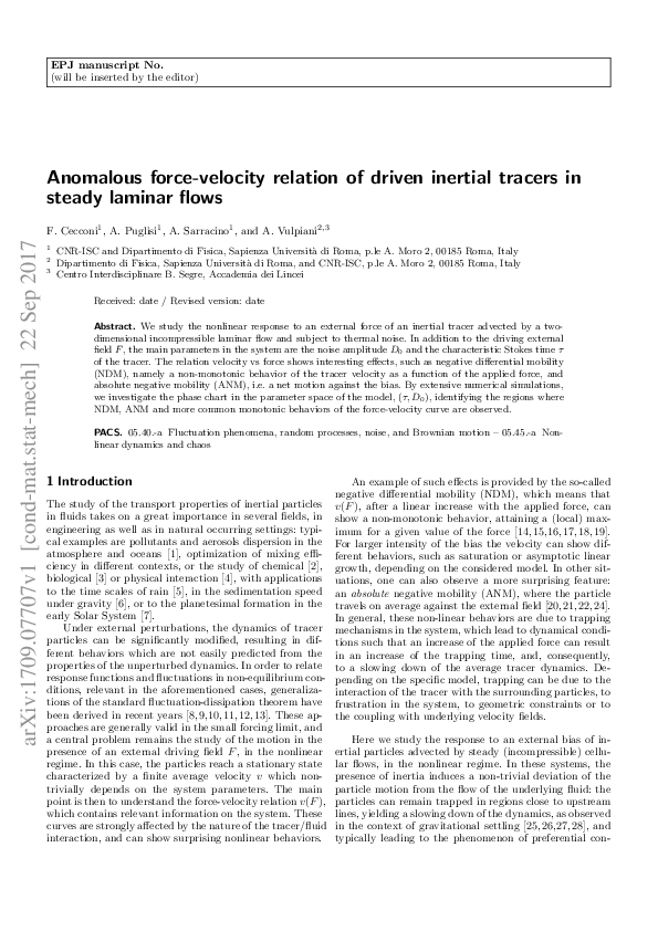 (PDF) Anomalous force-velocity relation of driven inertial tracers in ...