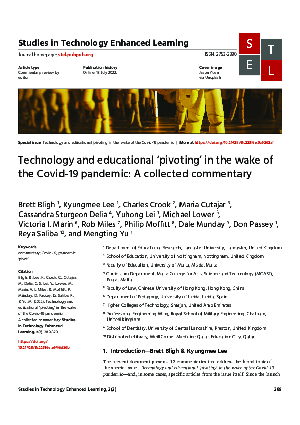 (PDF) Technology and educational ‘pivoting’ in the wake of the Covid-19 ...