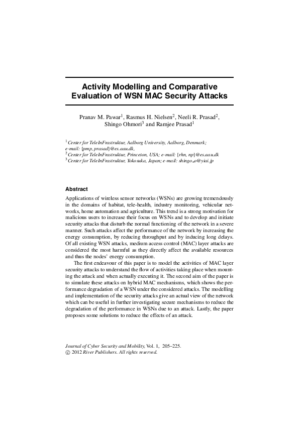 (PDF) Activity Modelling and Comparative Evaluation of WSN MAC Security ...